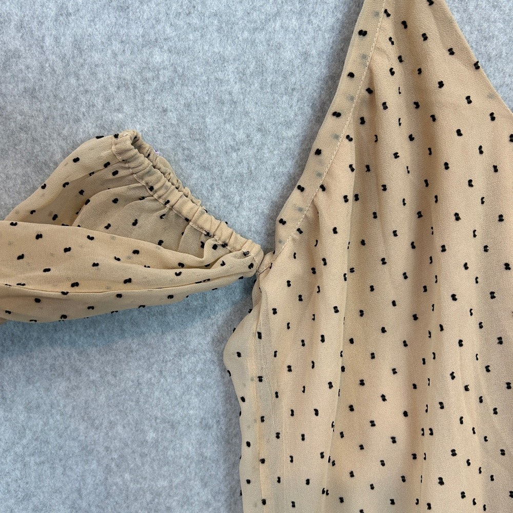 L'Academie Revolve XXS Amber Blouse Halter Neck Tan Polka Dot Off Shoulder NEW - Picture 5 of 15